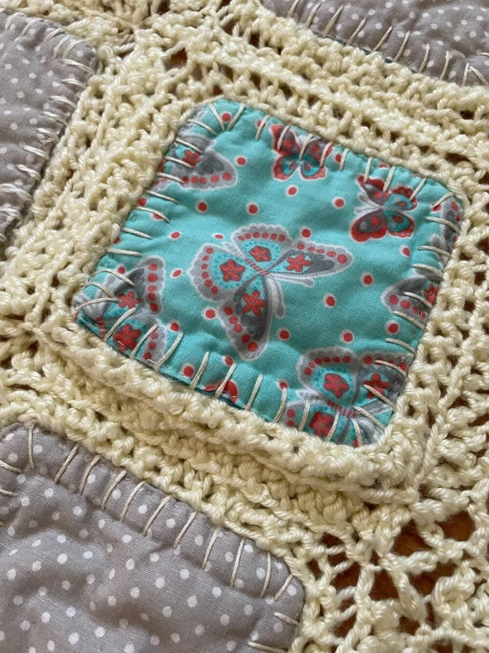 VTG Handmade Crotchet & Scrappy Patchwork Patch Double Sided Blanket, Baby Girl - Picture 11 of 15